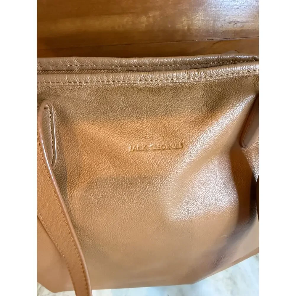 Jack Georges Quiet Luxury Leather Tote Bag Camel Brown